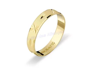Aliança de Ouro 18K com Detalhes Estrelados