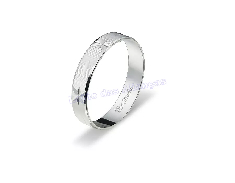 Aliança De Ouro Branco 18k 750 10149.5