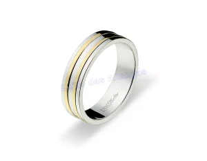 Aliança De Ouro Branco e Amarelo 18k 750 10341.5