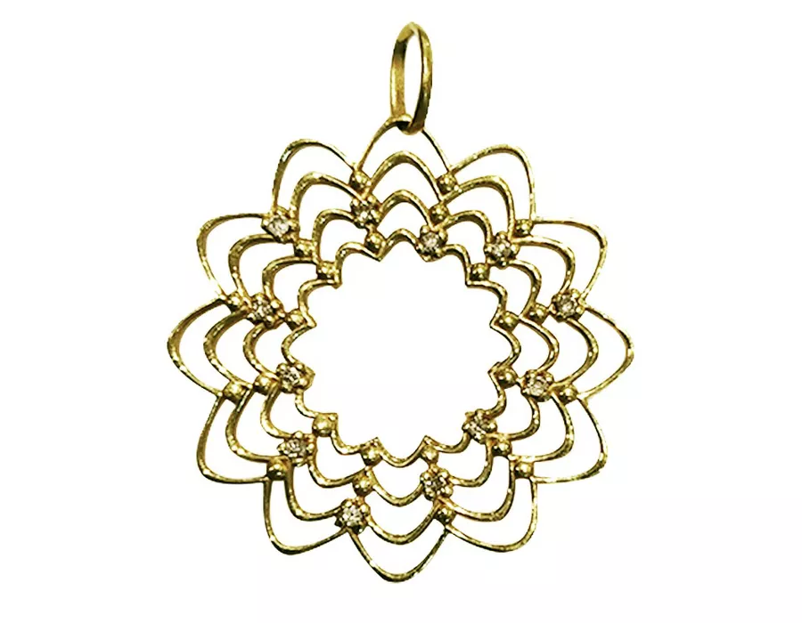 Pingente Mandala Em Ouro 18k Com Diamantes